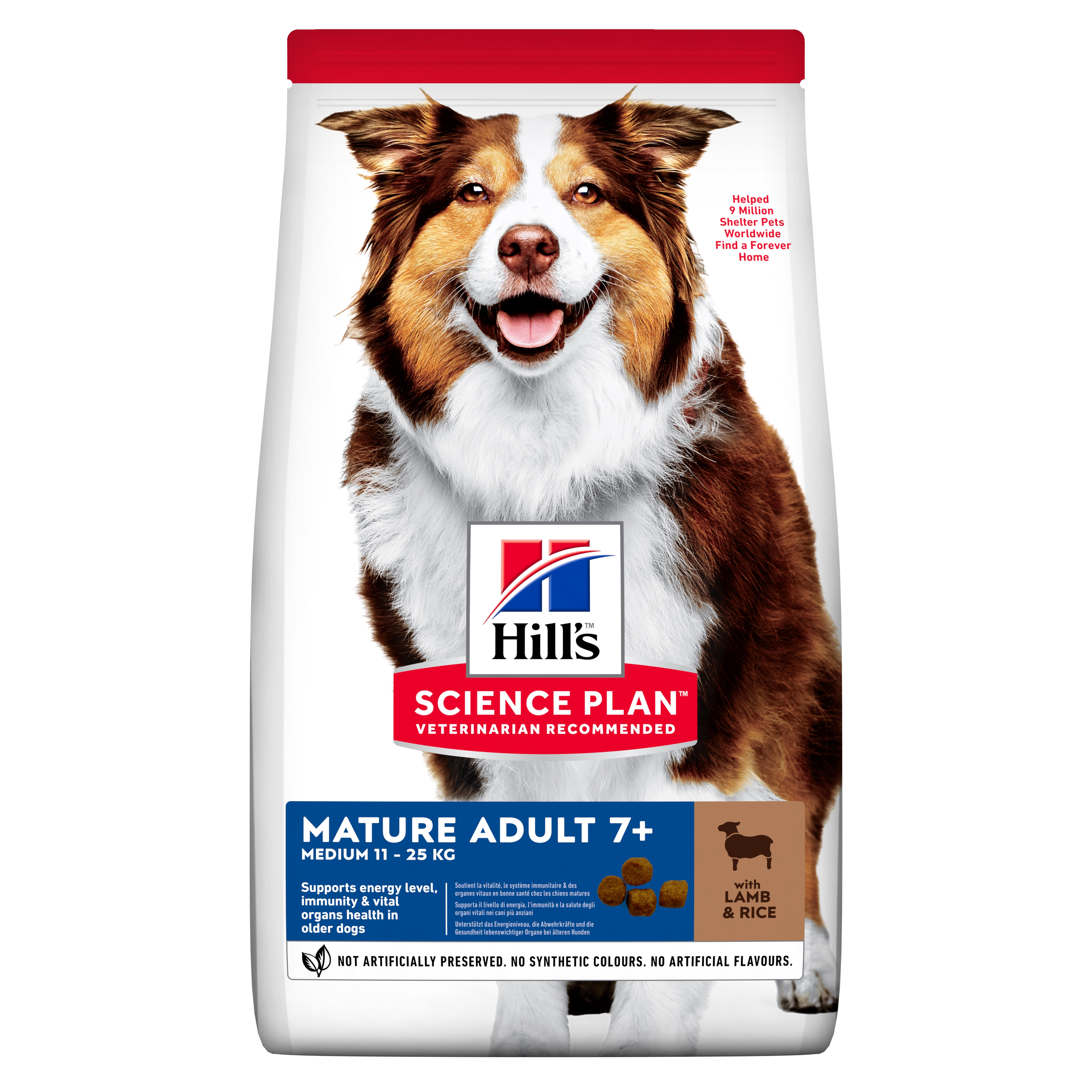 Hills suņu sausā barība Mature 7+ vidējām šķirnēm jērs/rīsi 3kg - Produkta attēls 