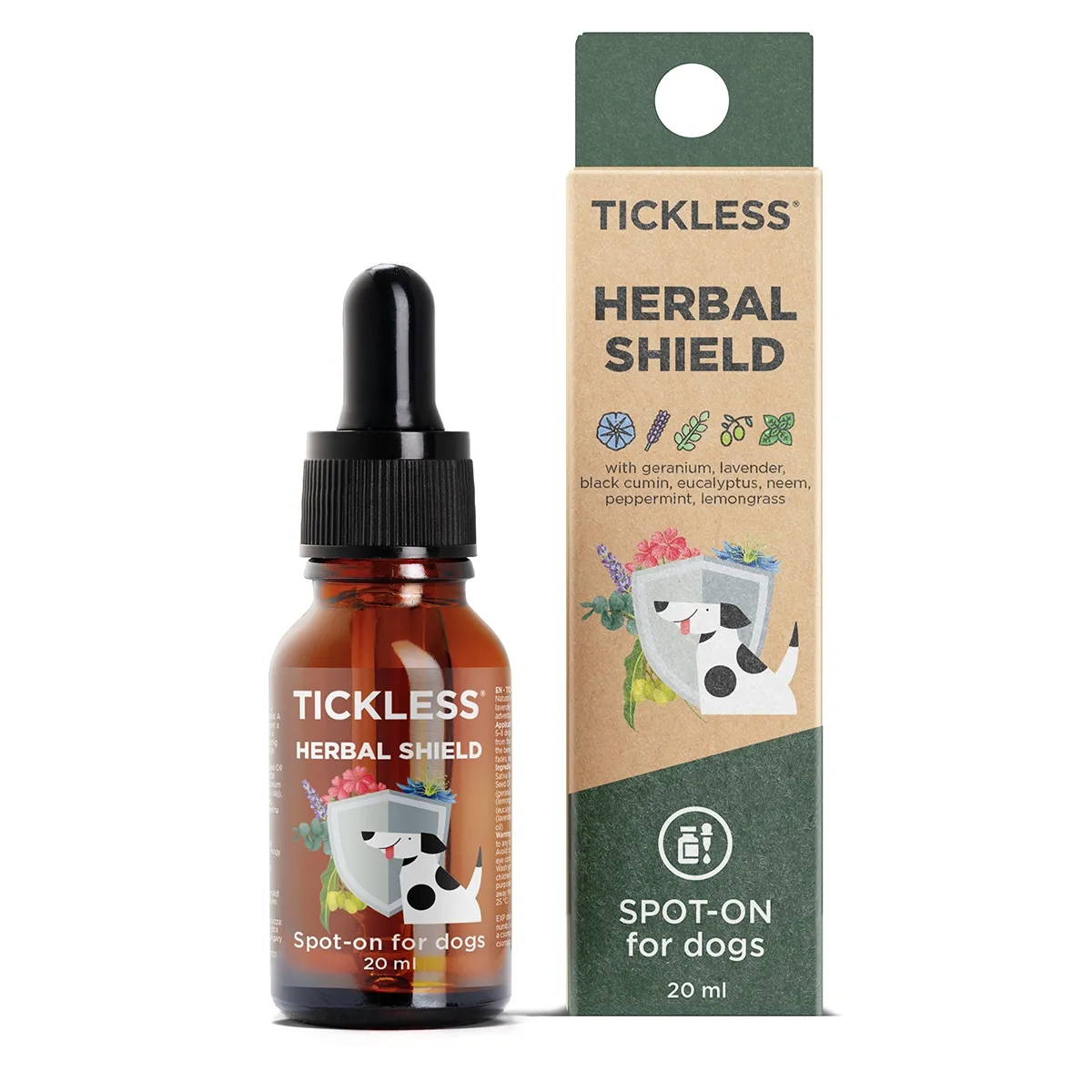 TICKLESS HERBAL SHIELD SKAUSTA PILIENI SUŅIEM 20 ML - Produkta attēls 