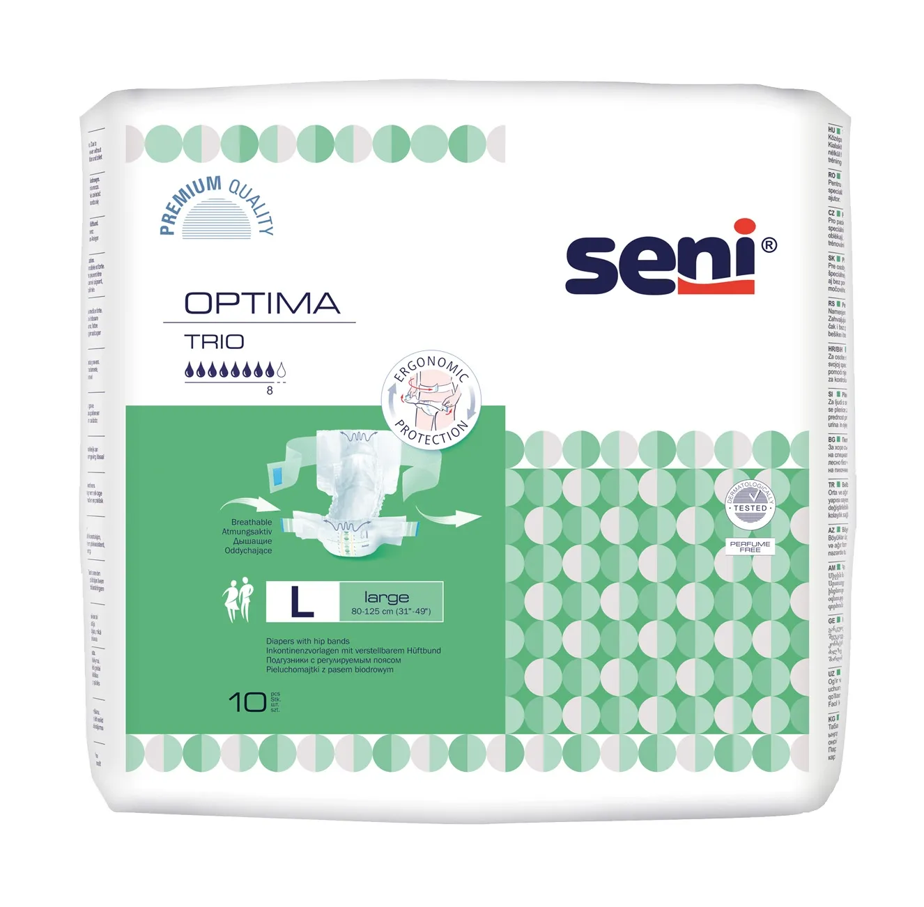 SENI OPTIMA TRIO jostbikses pieaugušajiem, L izmērs, 10 gab. - Produkta attēls 