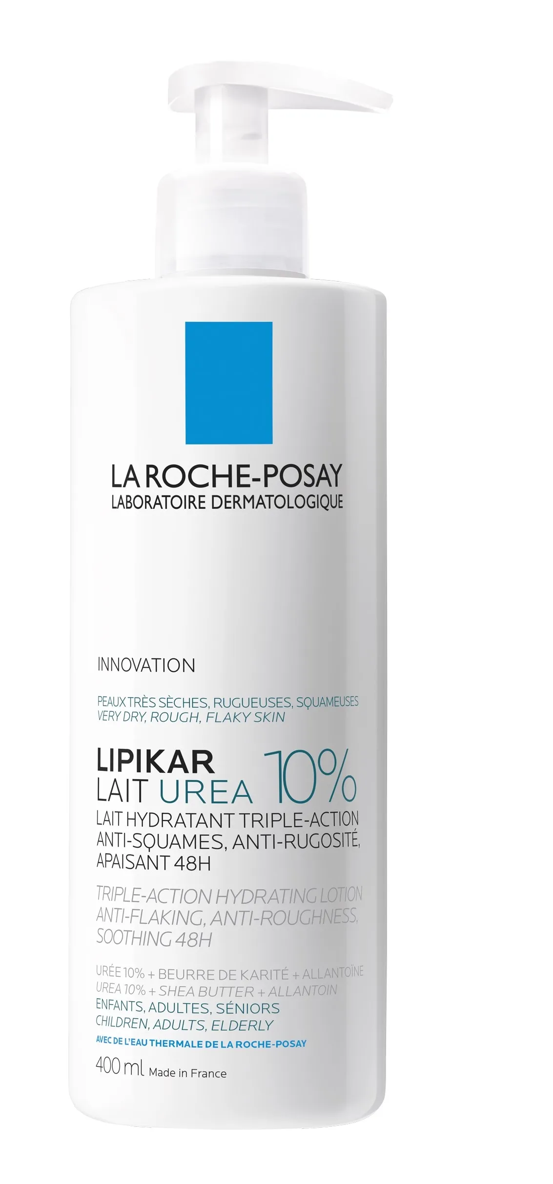 LA ROCHE-POSAY Lipikar Lait UREA 10% mitrinošs losjons, 400 ml - Produkta attēls 
