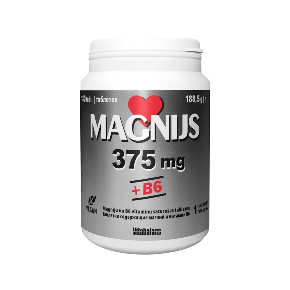 MAGNIJS 375 mg + B6 tabletes, 180 gab - Produkta attēls 