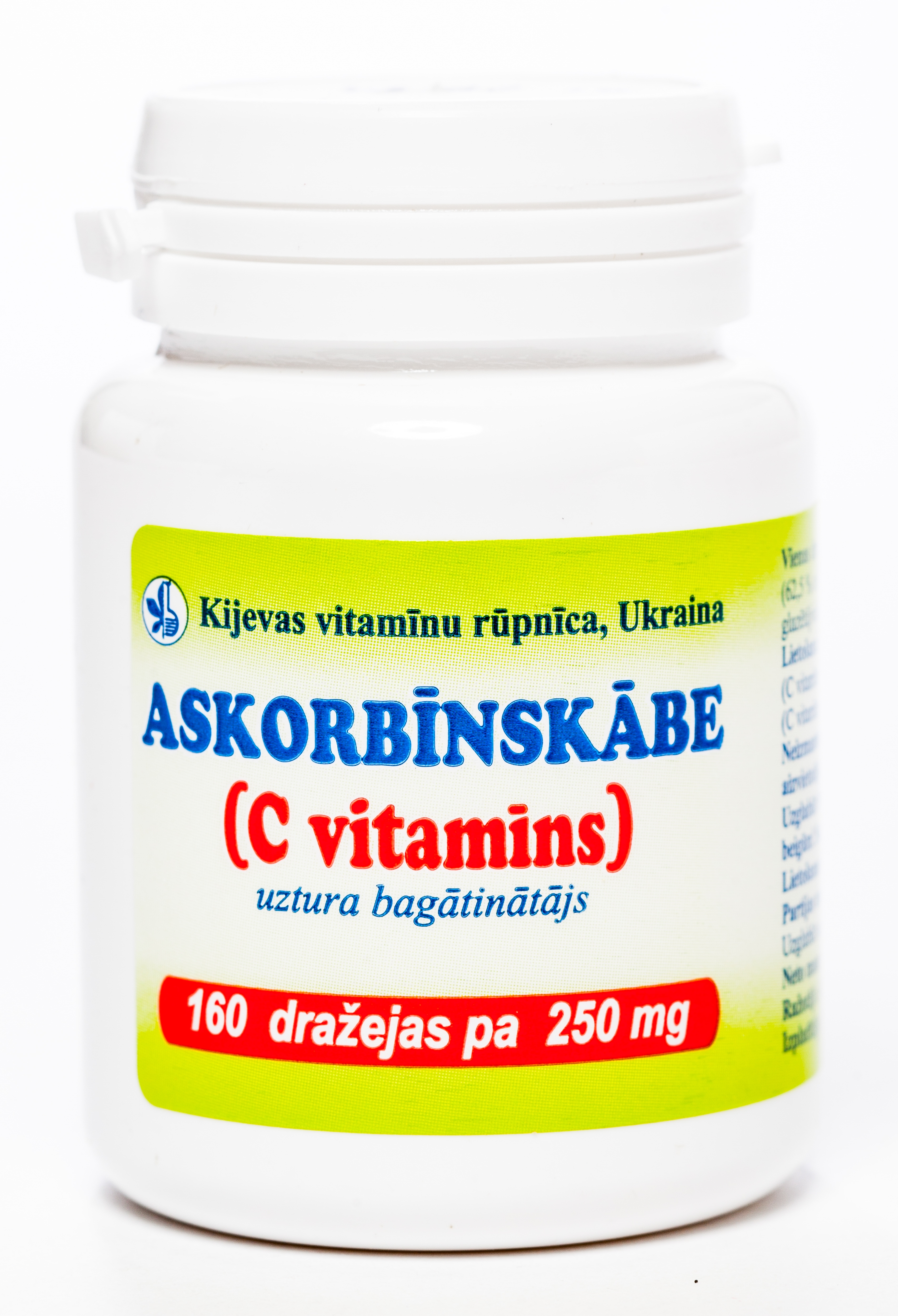 ASKORBĪNSKĀBE 50 mg dražejas, 160 gab - Produkta attēls 