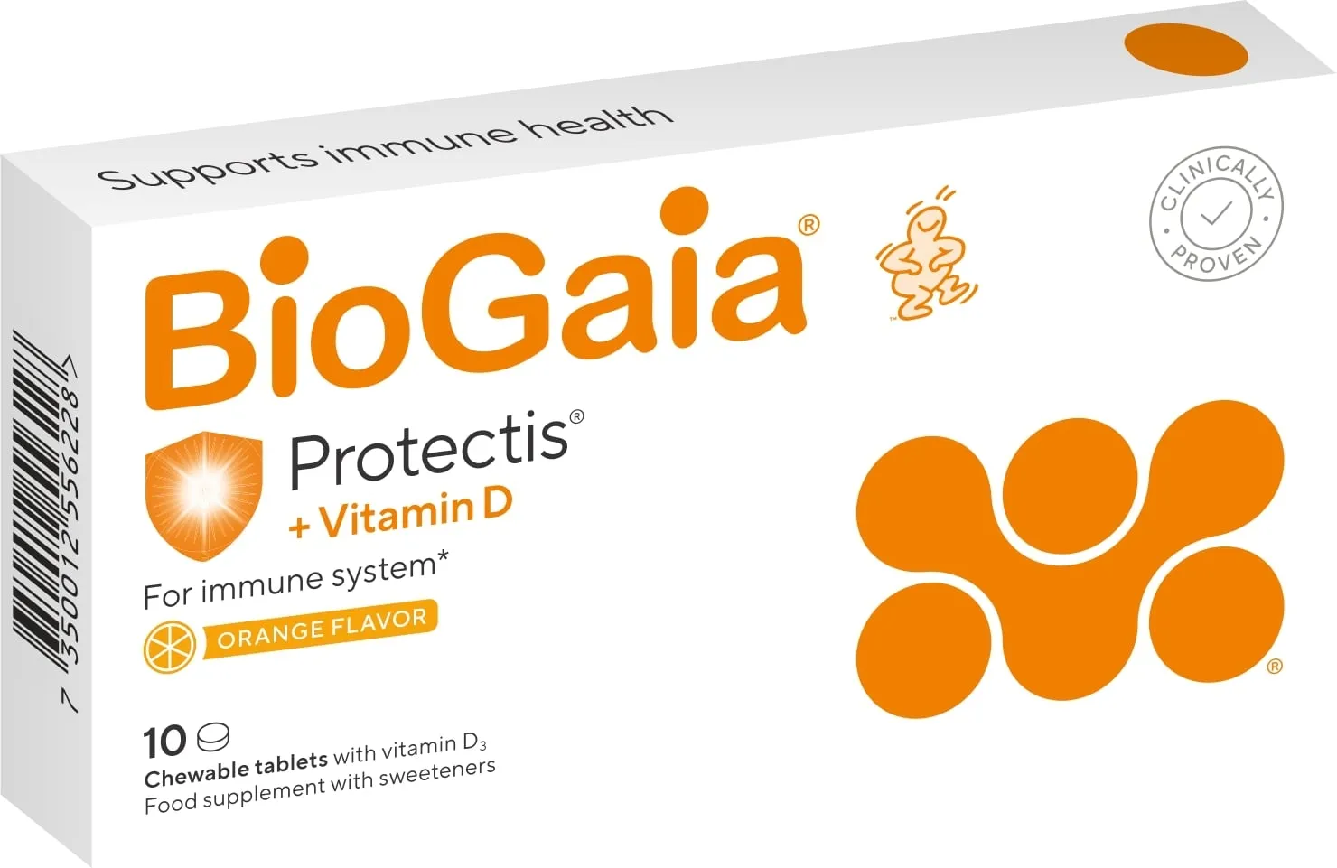BIOGAIA Protectis ar D vitamīnu košļ. tabletes, 10 gab - Produkta attēls 