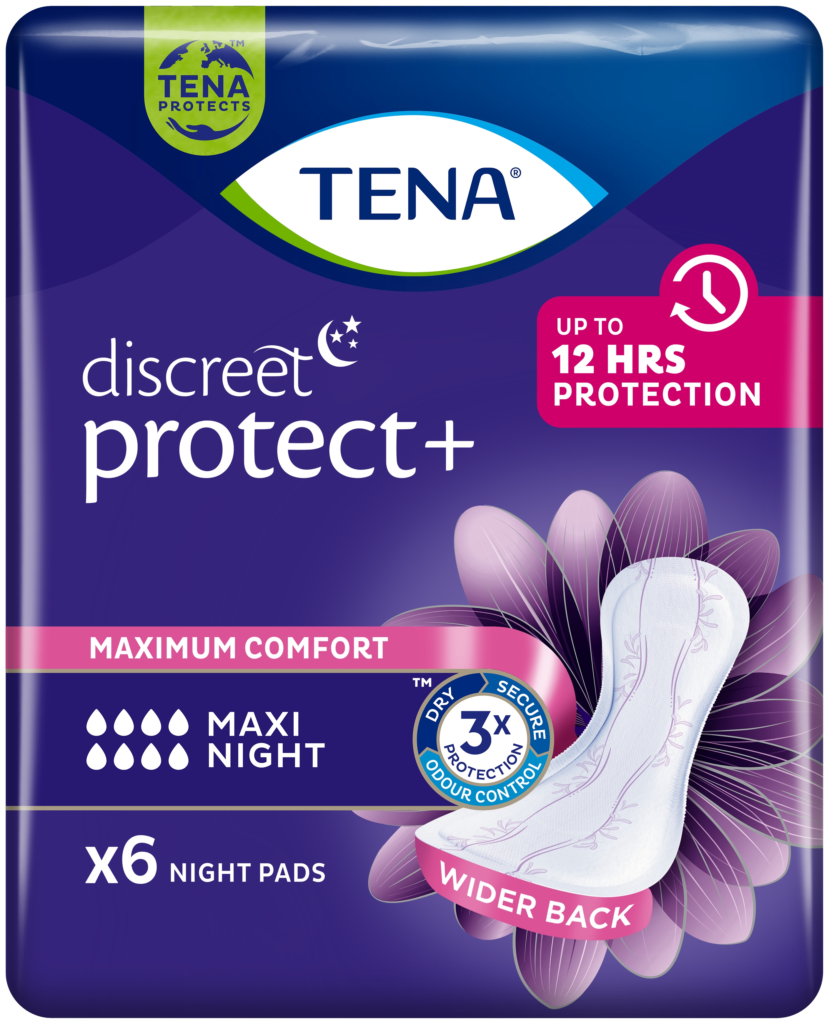 TENA Discreet Maxi Night paketes, 6 gab. - Produkta attēls 