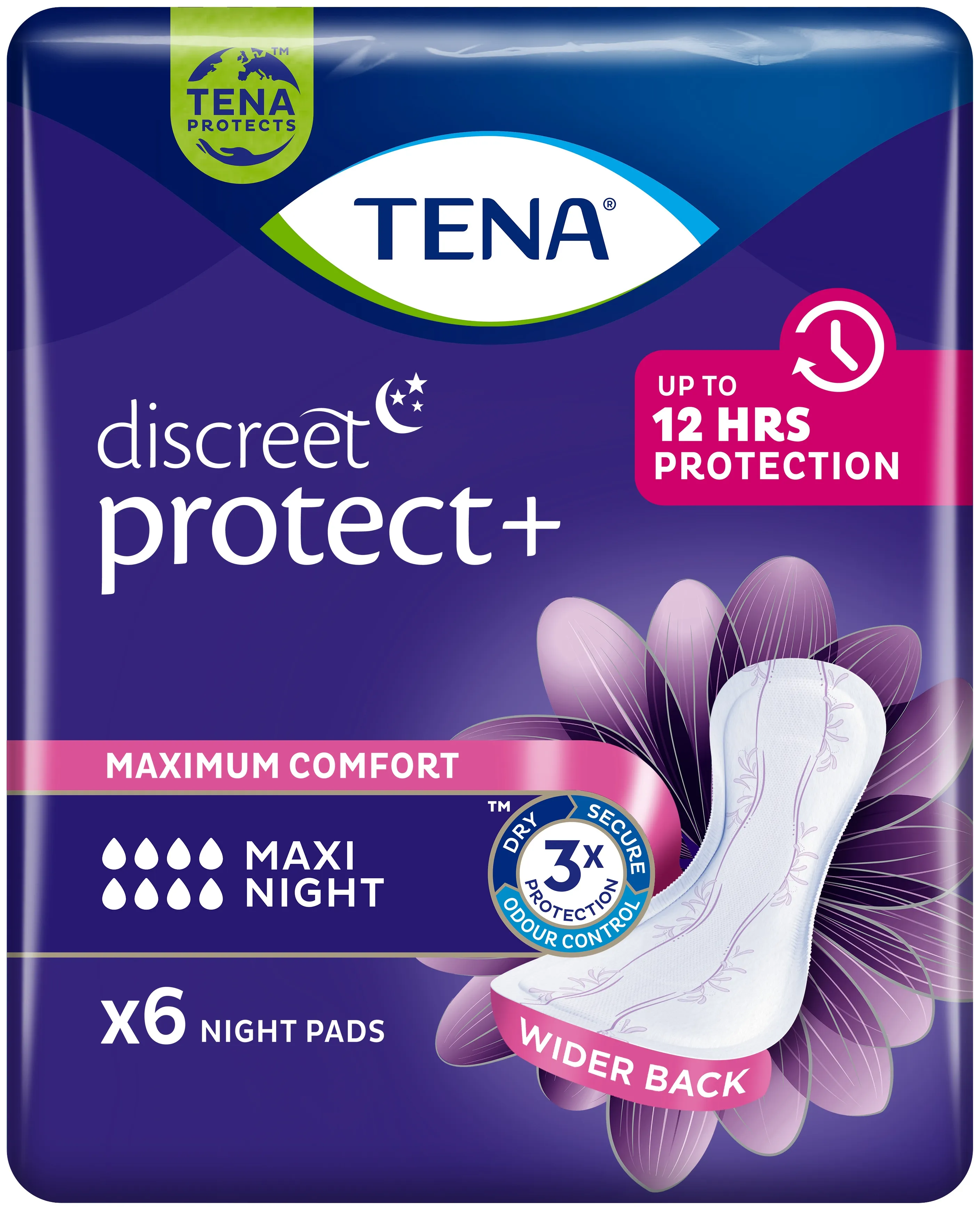 TENA Discreet Maxi Night paketes, 6 gab. - Produkta attēls 