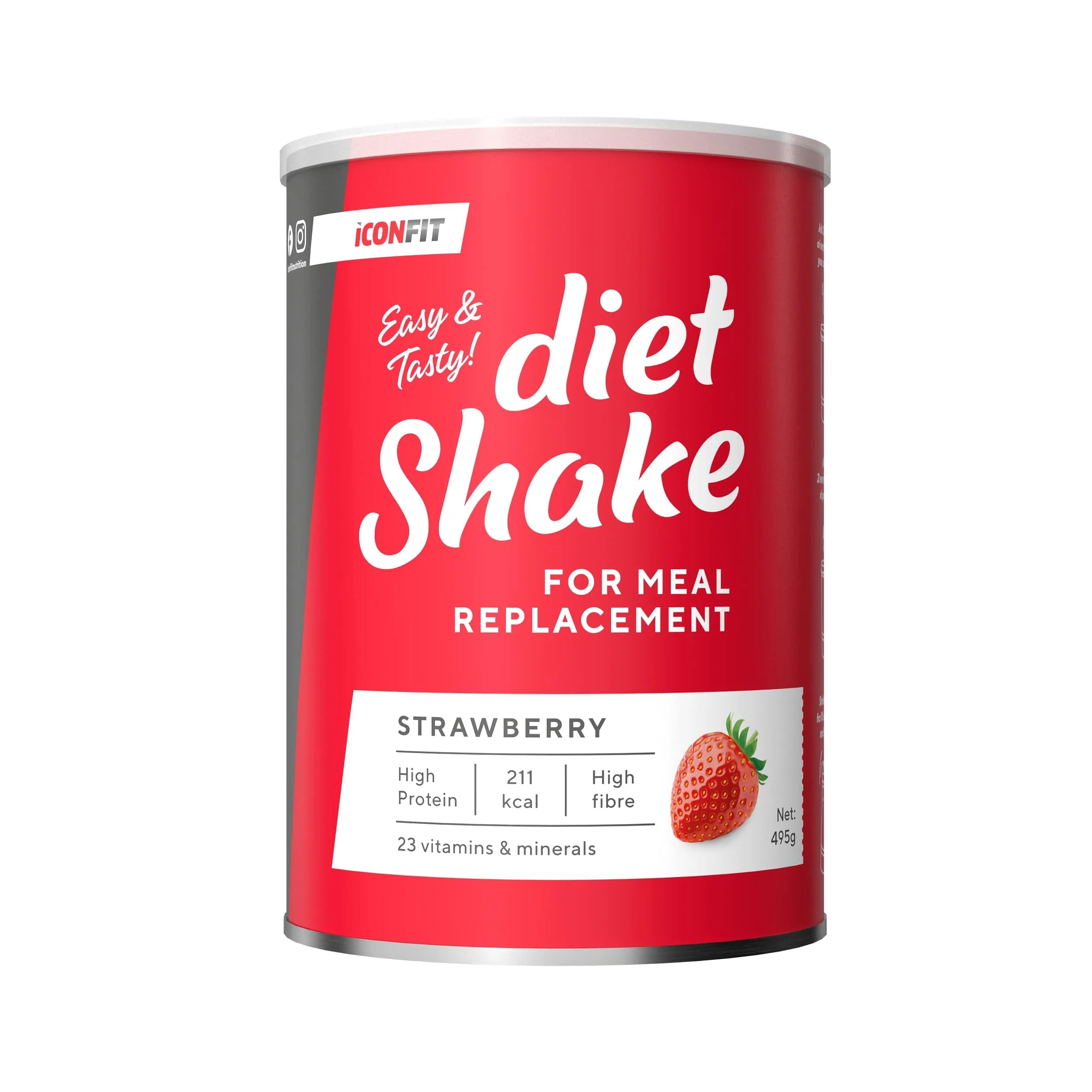 ICONFIT Diet Shake (ar zemeņu garšu) pulveris, 495 g. - Produkta attēls 