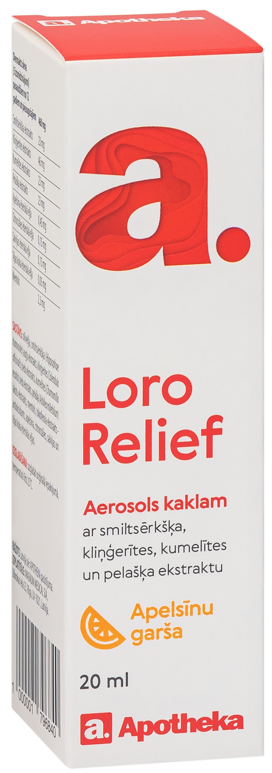 APOTHEKA Loro Relief sprejs ar apelsīnu garšu, 20 ml - Produkta attēls 