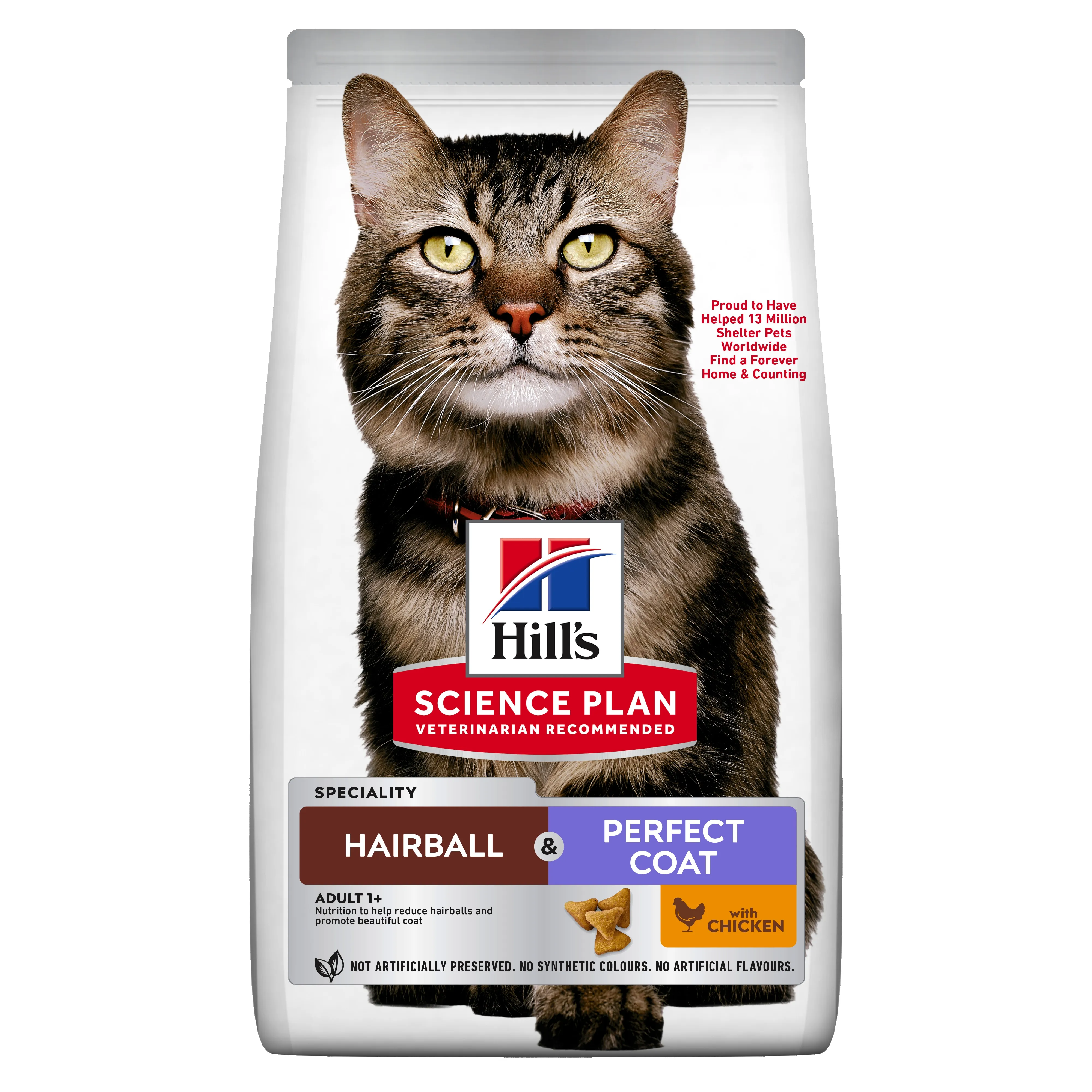 Hills kaķu sausā barība Hairball Indoor + Perfect Coat vista 3kg - Produkta attēls 