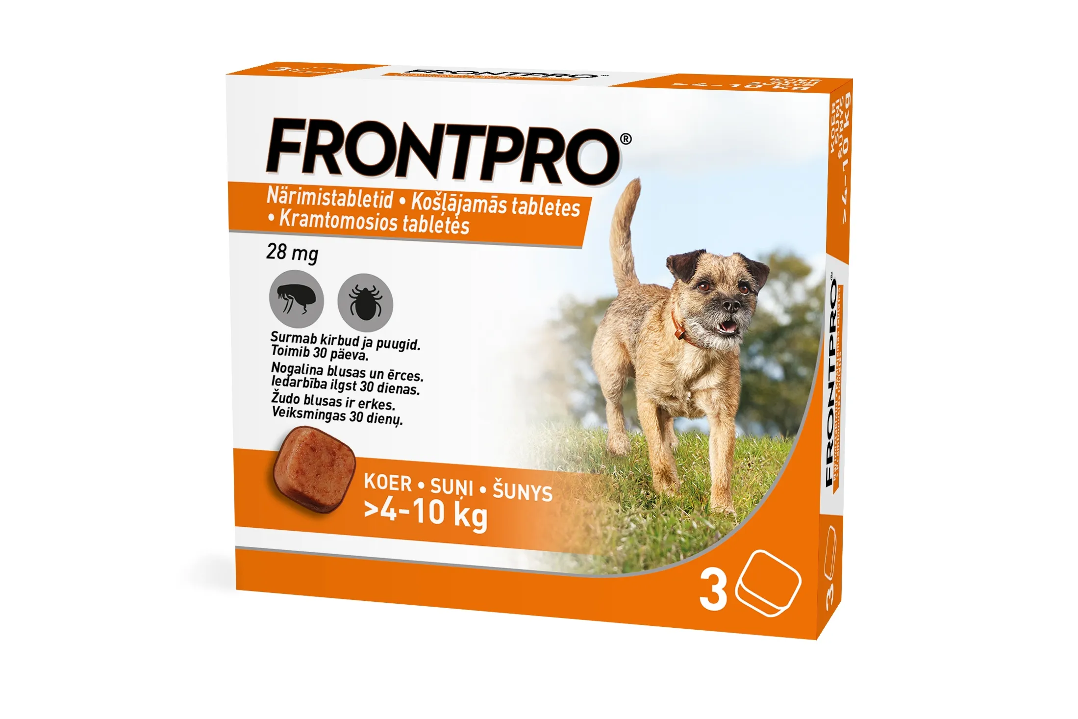 FRONTPRO 28mg košļājamās tabletes suņiem >4-10kg N3 - Produkta attēls 