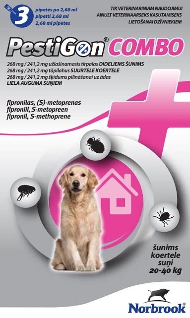 PESTIGON COMBO 268MG/241.2MG ŠĶĪD SUŅIEM (20-40KG) N3 - Produkta attēls 