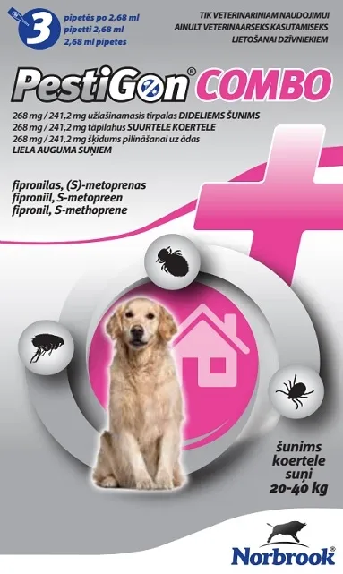 PESTIGON COMBO 268MG/241.2MG ŠĶĪD SUŅIEM (20-40KG) N3 - Produkta attēls 