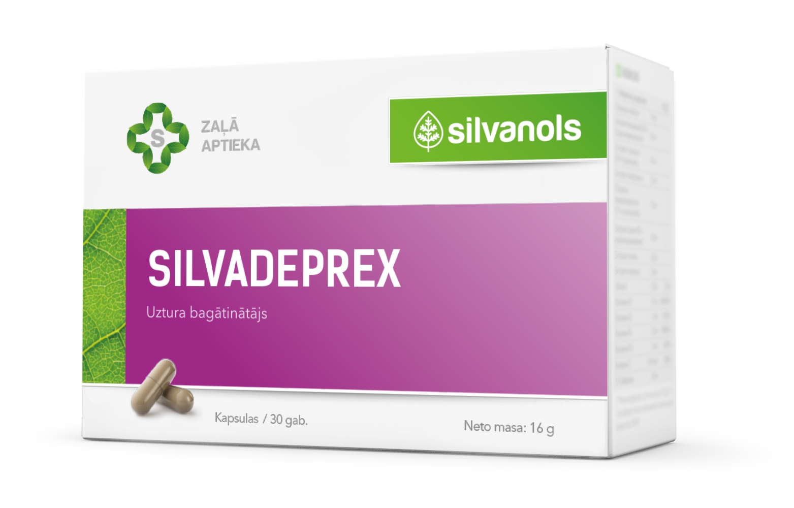 SILVANOLS SilvaDeprex kapsulas, 30 gab. - Produkta attēls 