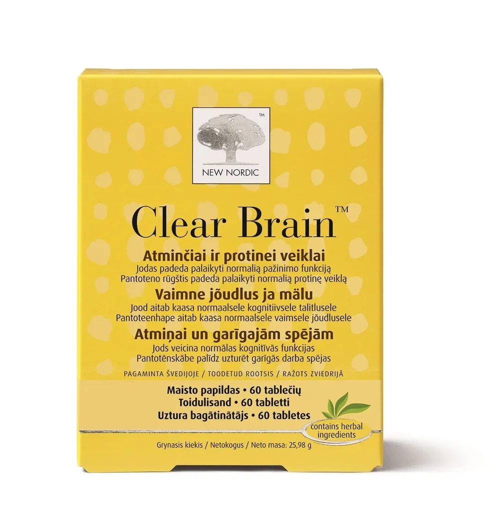 NEW NORDIC Clear Brain tabletes, 60 gab. - Produkta attēls 