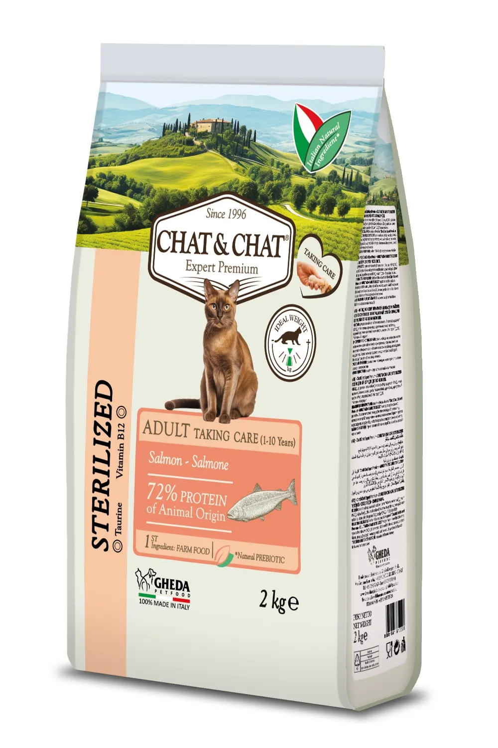 Gheda Chat&Chat Sterilizētiem kaķiem ar lasi, 2kg - Produkta attēls 