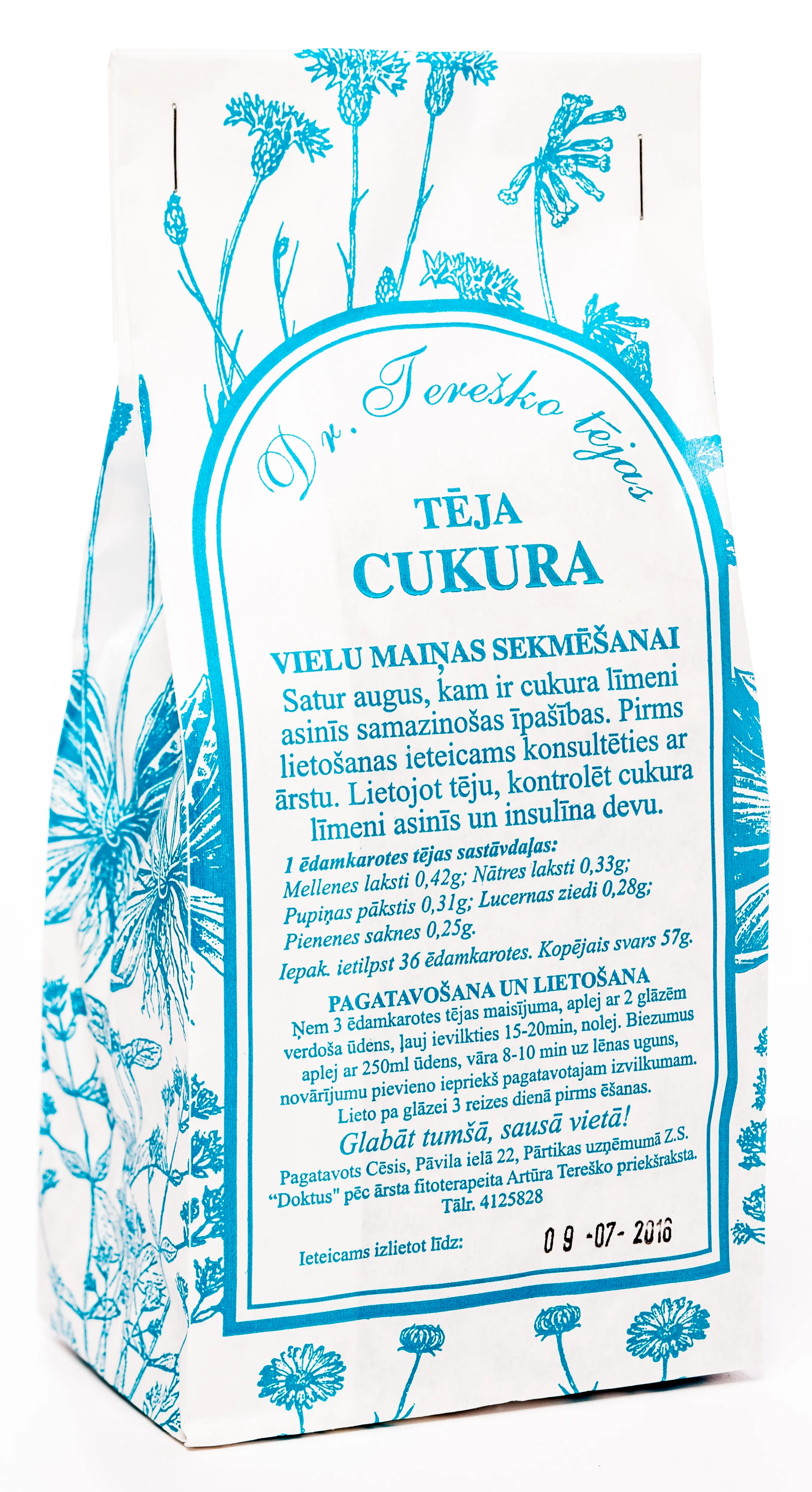 TEREŠKO TĒJA CUKURA VIELU MAIŅAS KOMPENSĀCIJAI 57G - Produkta attēls 
