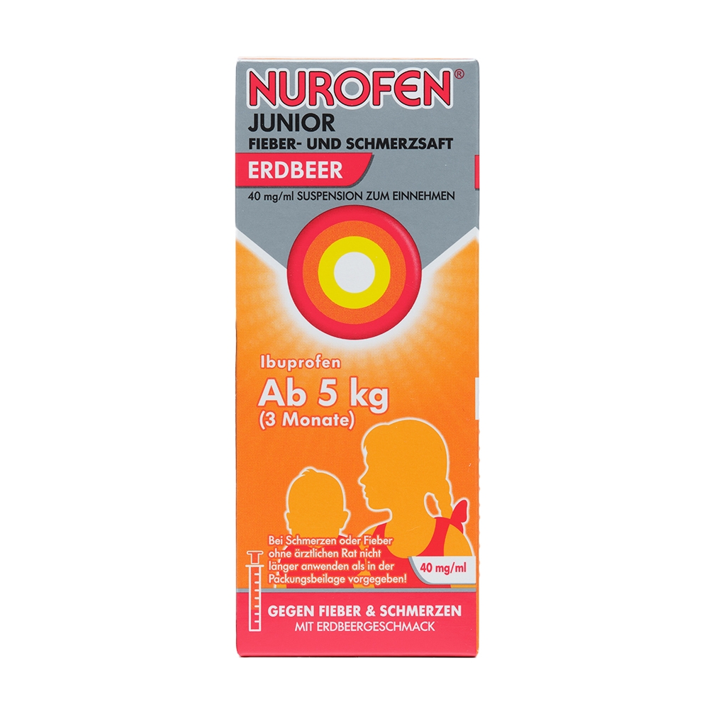 NUROFEN ar zemeņu garšu 200 mg/5 ml susp, 100ml - Produkta attēls 