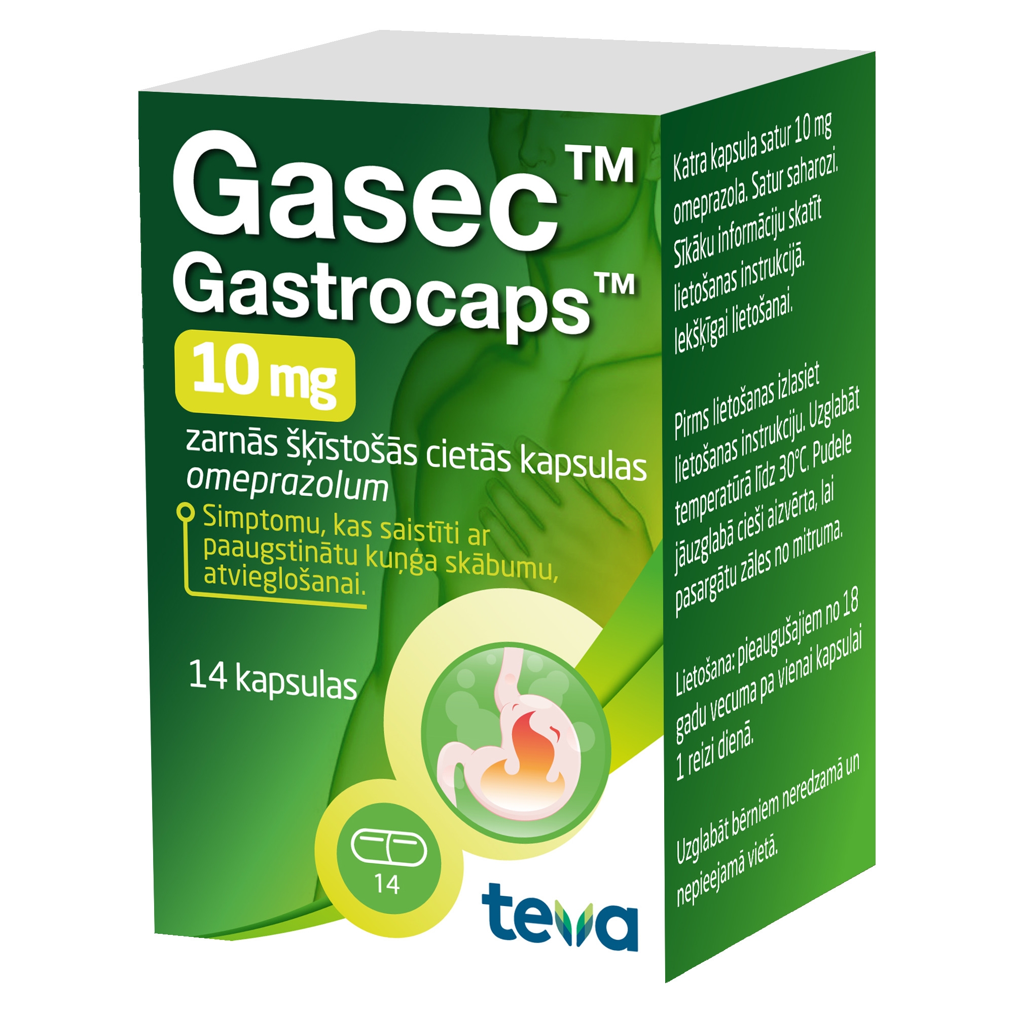 GASEC-10 Gastrocaps 10mg kapsulas, 14 gab. - Produkta attēls 