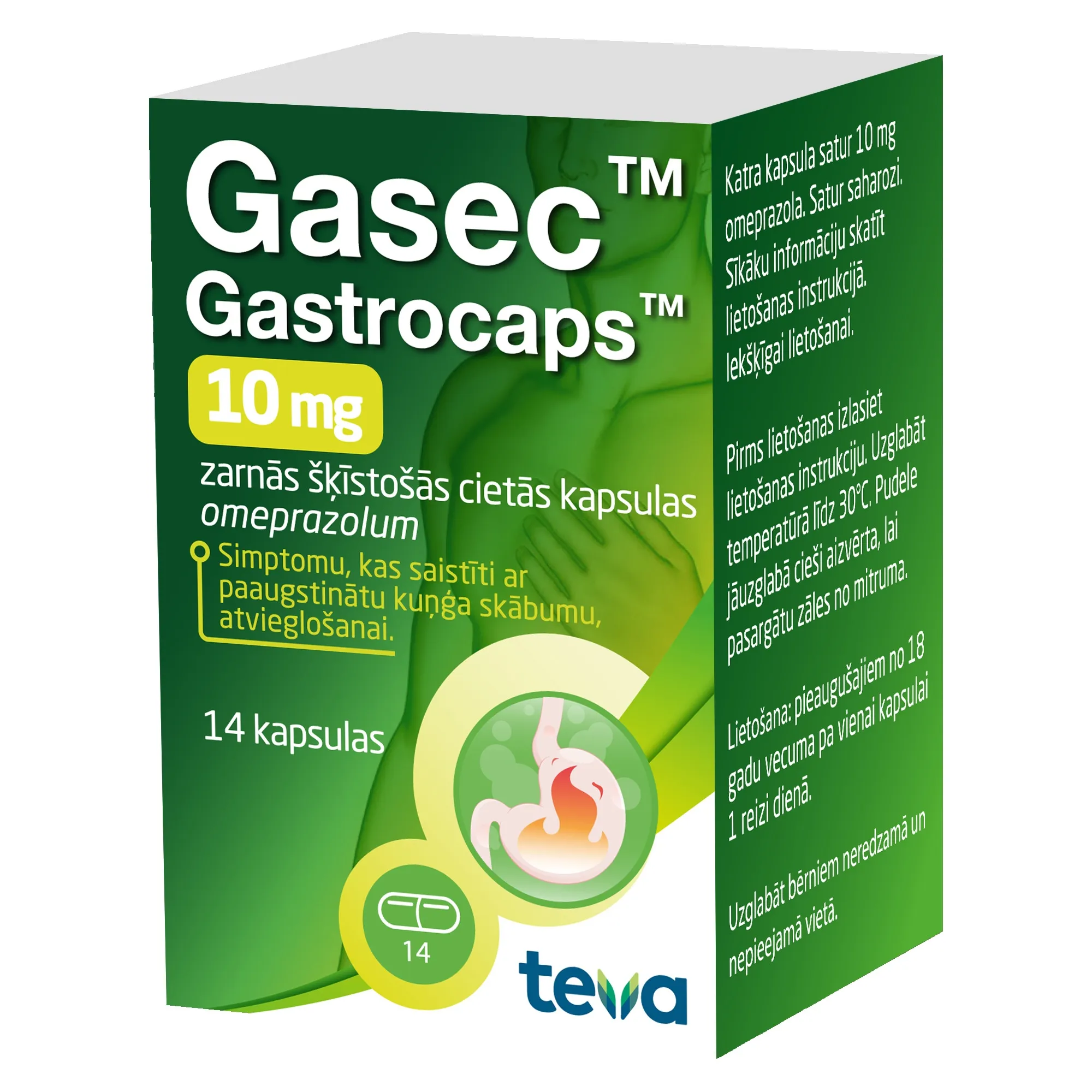 GASEC-10 Gastrocaps 10mg kapsulas, 14 gab. - Produkta attēls 