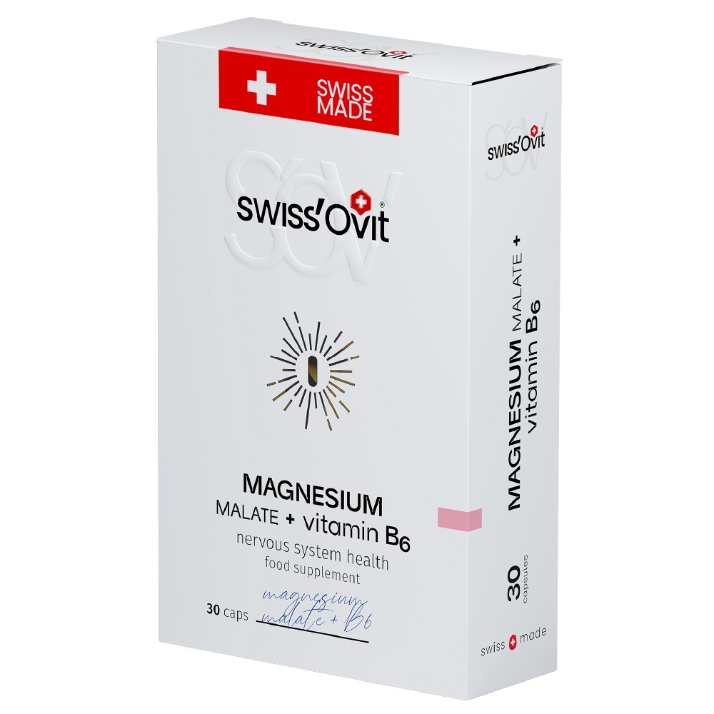 SWISS OVIT Magnesium Malate 150 mg + Vit. B6 kapsulas, 30 gab - Produkta attēls 