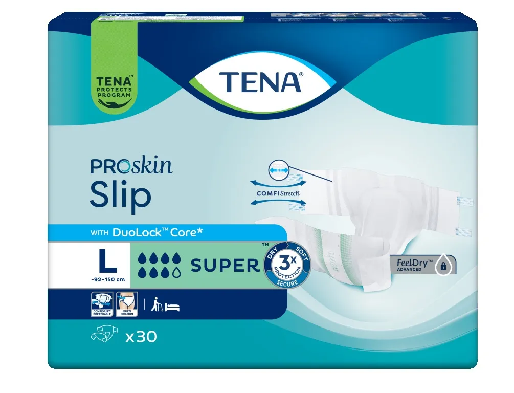 TENA Slip Super autiņbikses, L izmērs (92–150cm), 30 gab. - Produkta attēls 