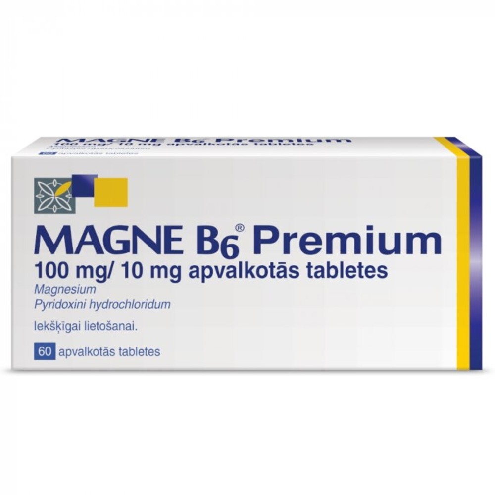 MAGNE-B6 PREMIUM 100MG/10MG APV.TBL N60 - Produkta attēls 