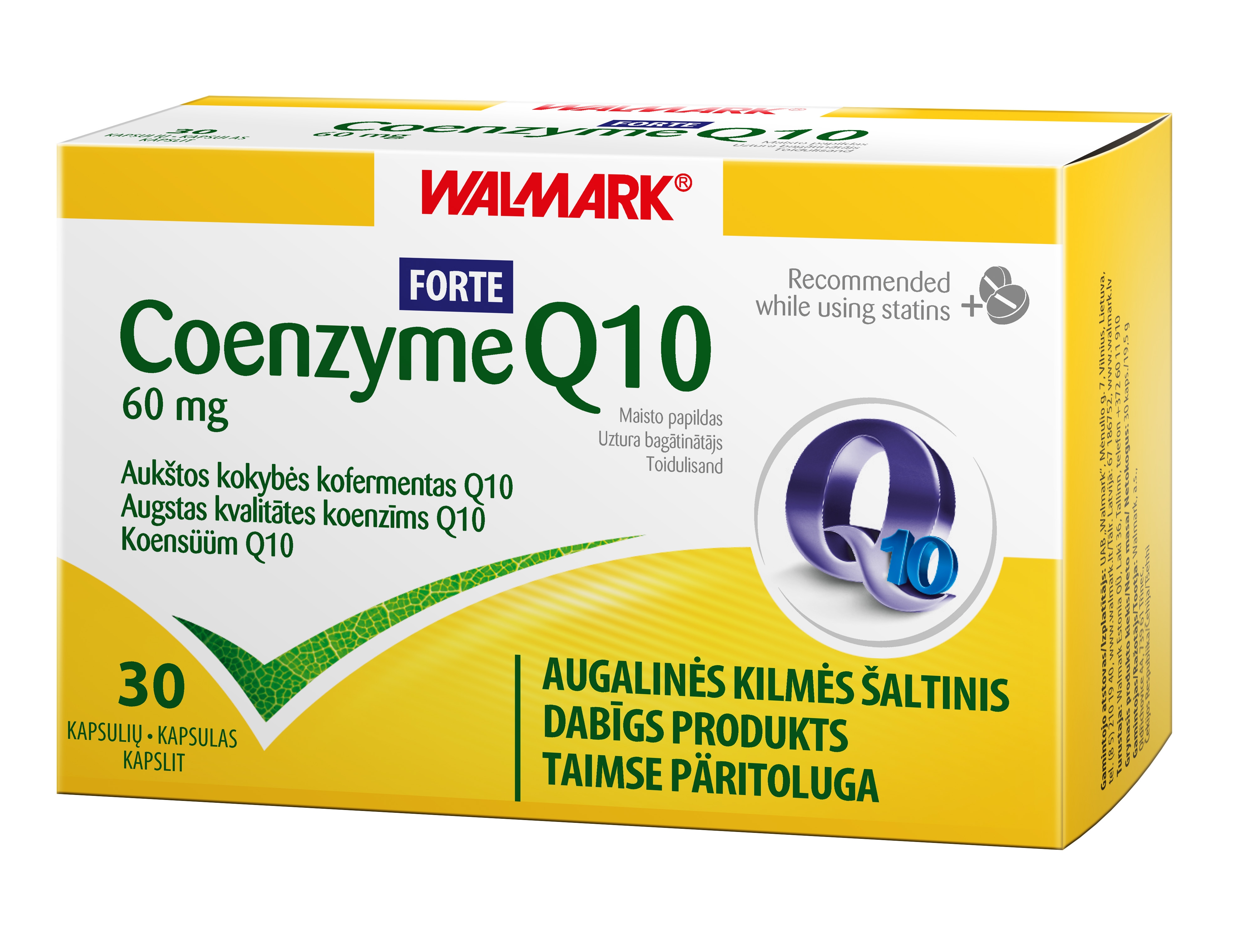 WALMARK Koenzīms Q10 Forte 60mg kapsulas, 30 gab. - Produkta attēls 