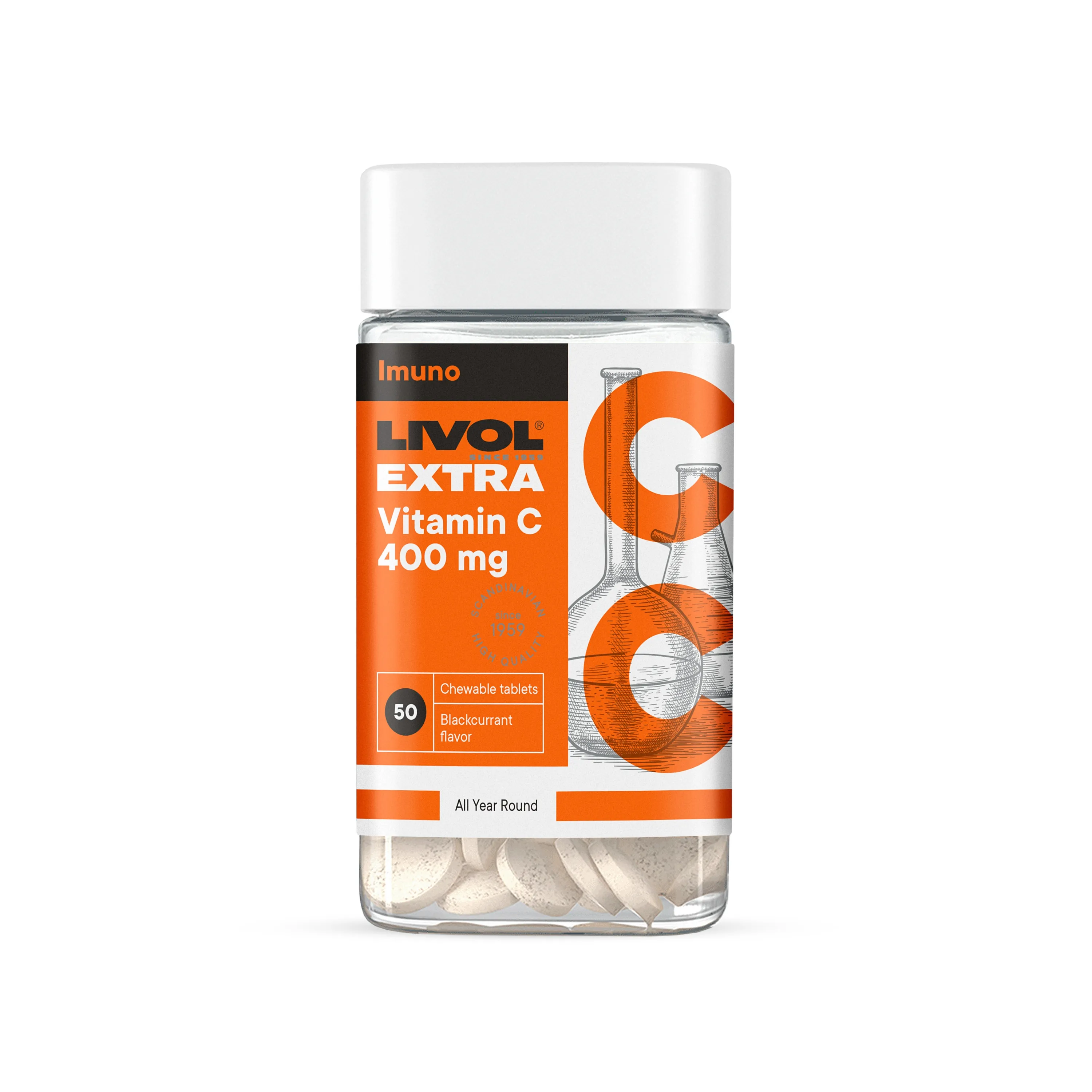 LIVOL Multi Vitamīns C 400mg tabletes ar upeņu garšu, 50 gab. - Produkta attēls 
