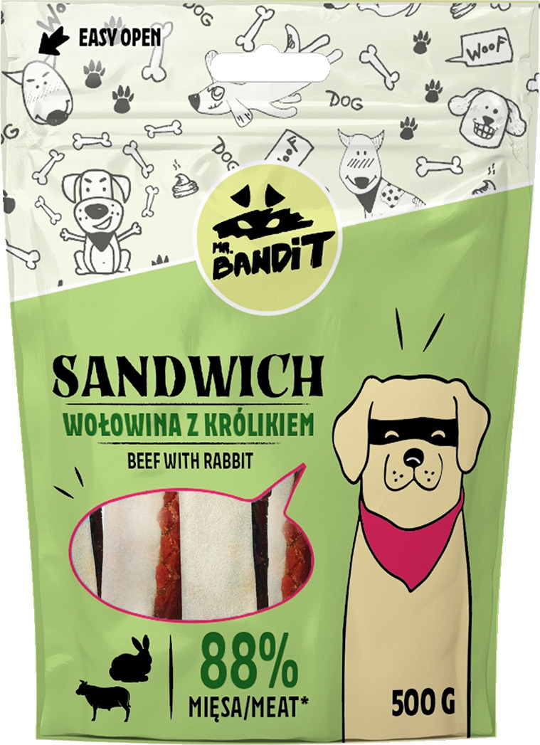 MR.BANDIT SANDWICH KĀRTAINS LIELLOPS AR TRUSI 500G - Produkta attēls 