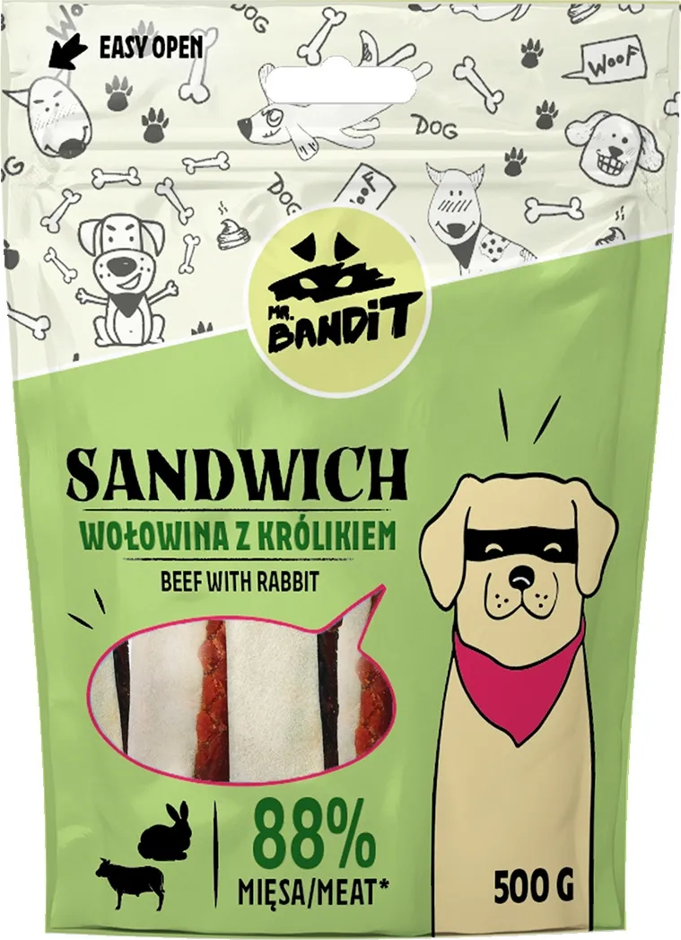 MR.BANDIT SANDWICH KĀRTAINS LIELLOPS AR TRUSI 500G - Produkta attēls 