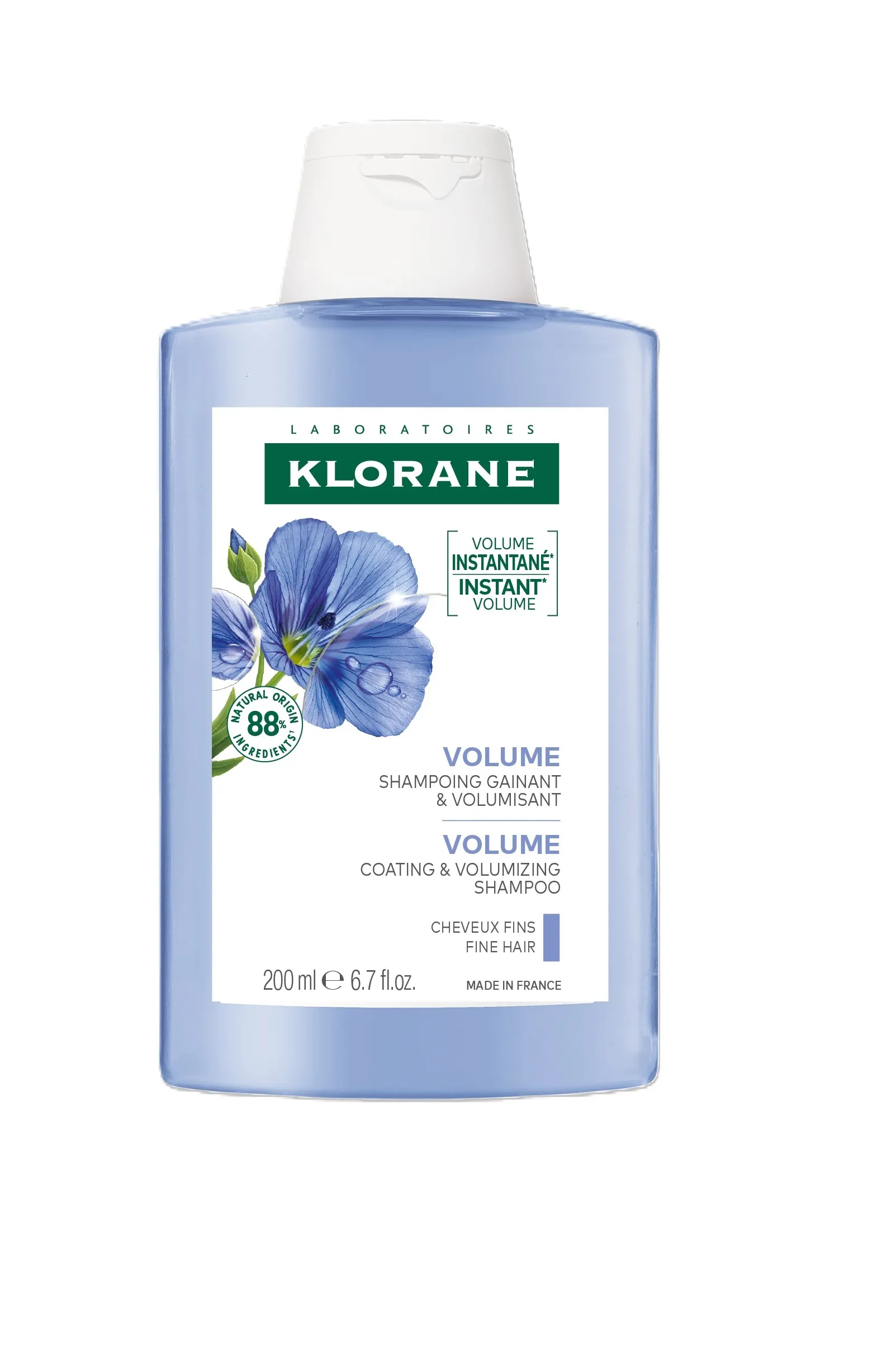 KLORANE šampūns ar linu šķiedru ekstraktu, 200 ml - Produkta attēls 