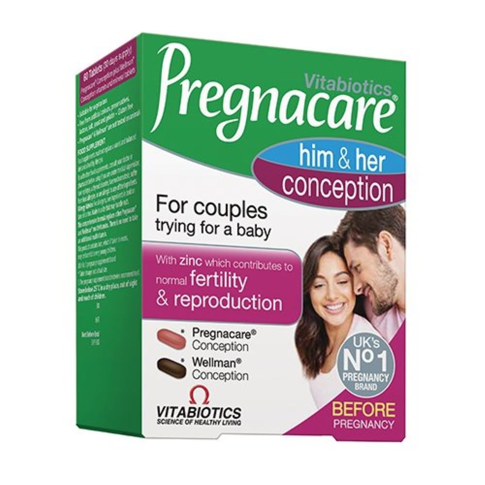 PREGNACARE Him & Her Conception tabletes, 60 gab - Produkta attēls 