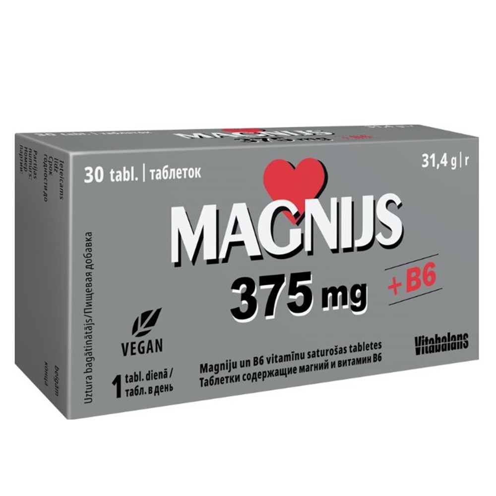 MAGNIJS 375 mg + B6 tabletes, 30 gab - Produkta attēls 
