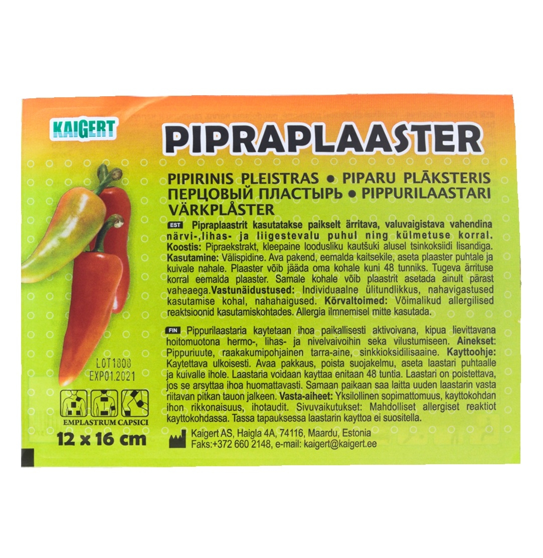 Piparu plāksteris 16x12 cm, 1 gab - Produkta attēls 