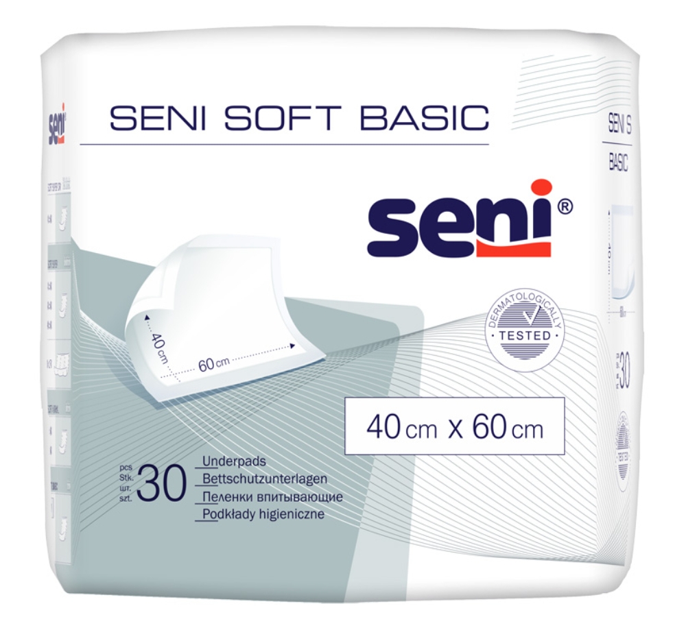 SENI SOFT BASIC absorbējošie paladziņi, 40x60 cm, 30 gab. - Produkta attēls 