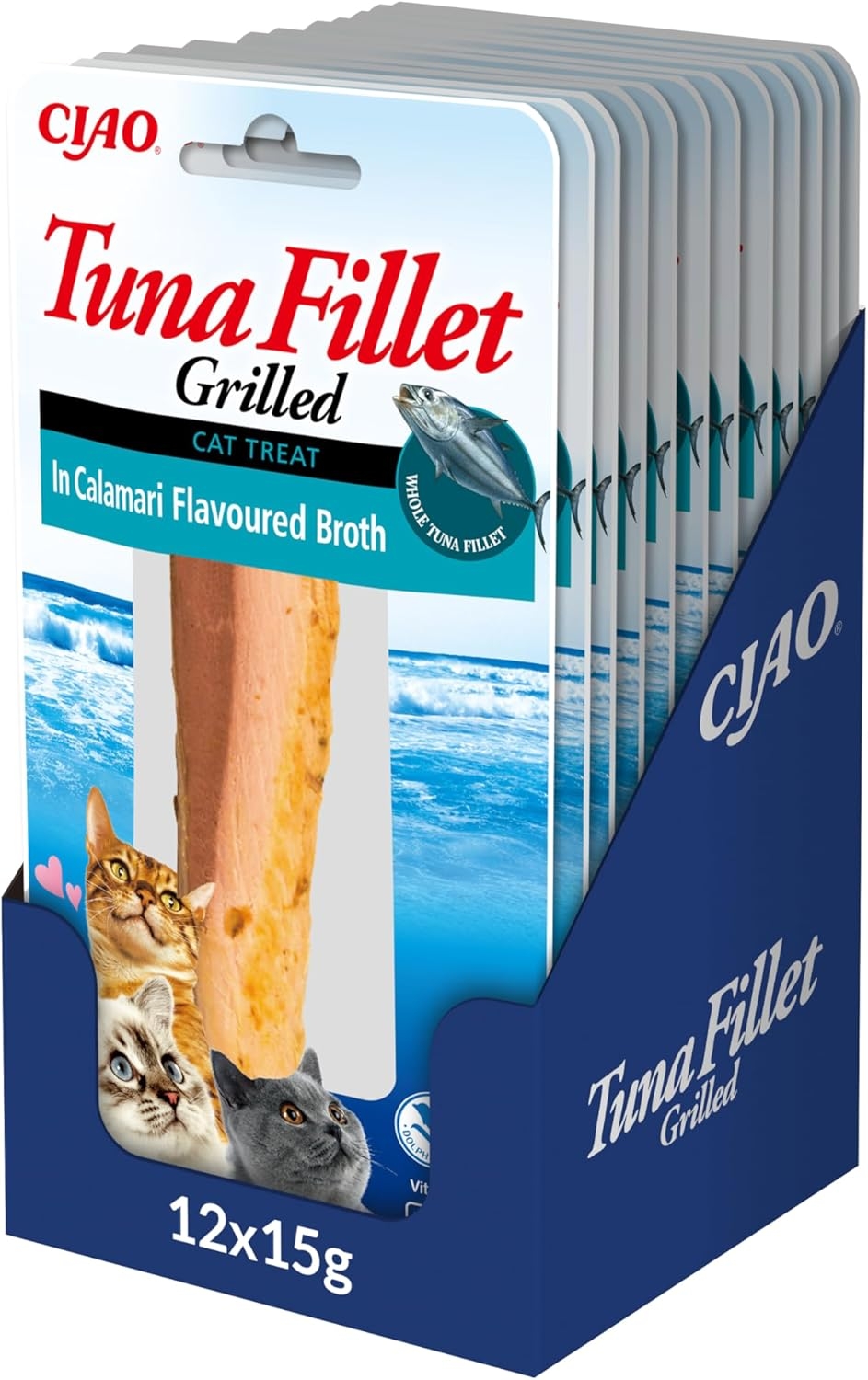 Churu Ciao kaķiem, tunča fileja kalmāra garšas buljonā 15g N12 - Produkta attēls 