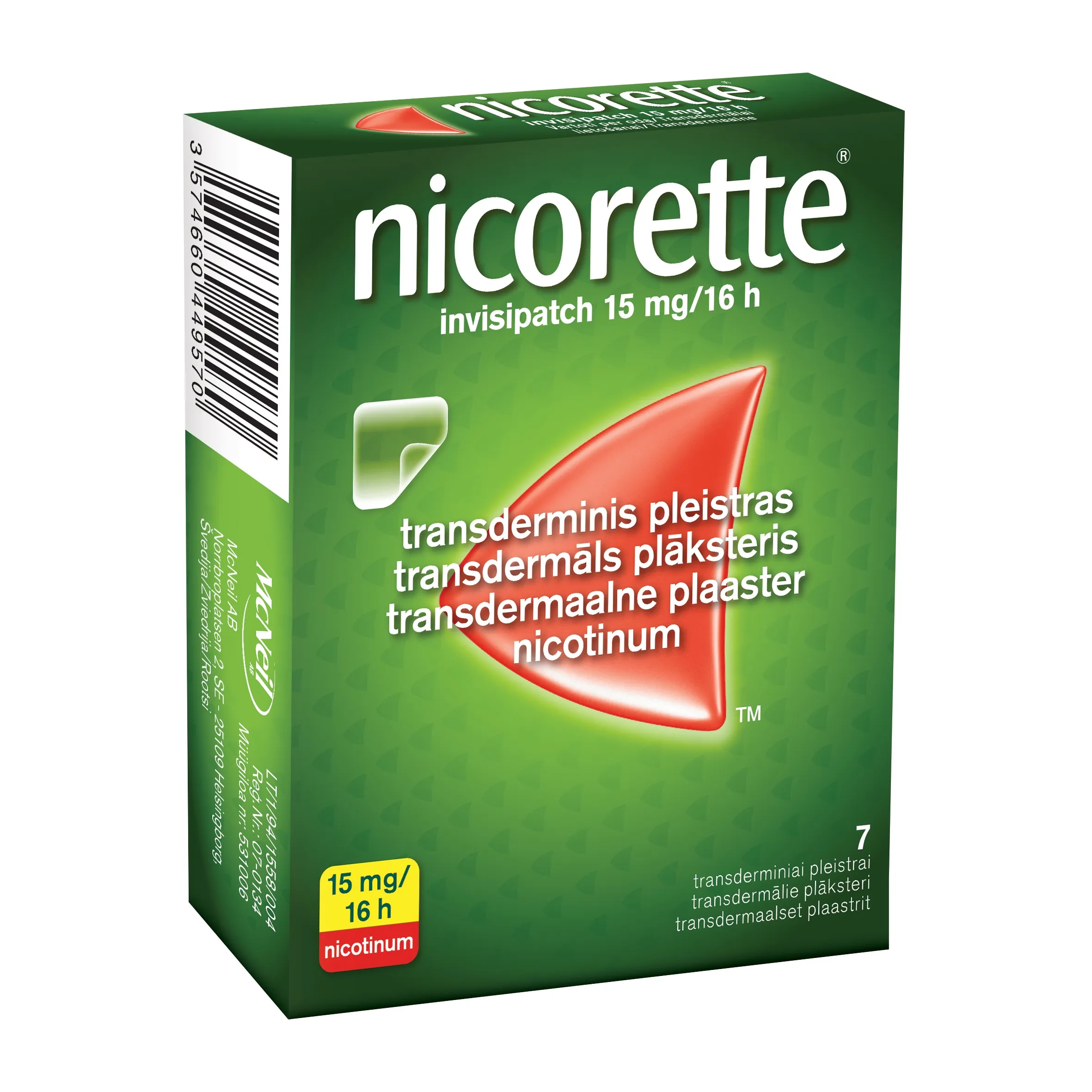 NICORETTE Set 15 mg/ 16 H transdermālie plāksteri, 7 gab. - Produkta attēls 5