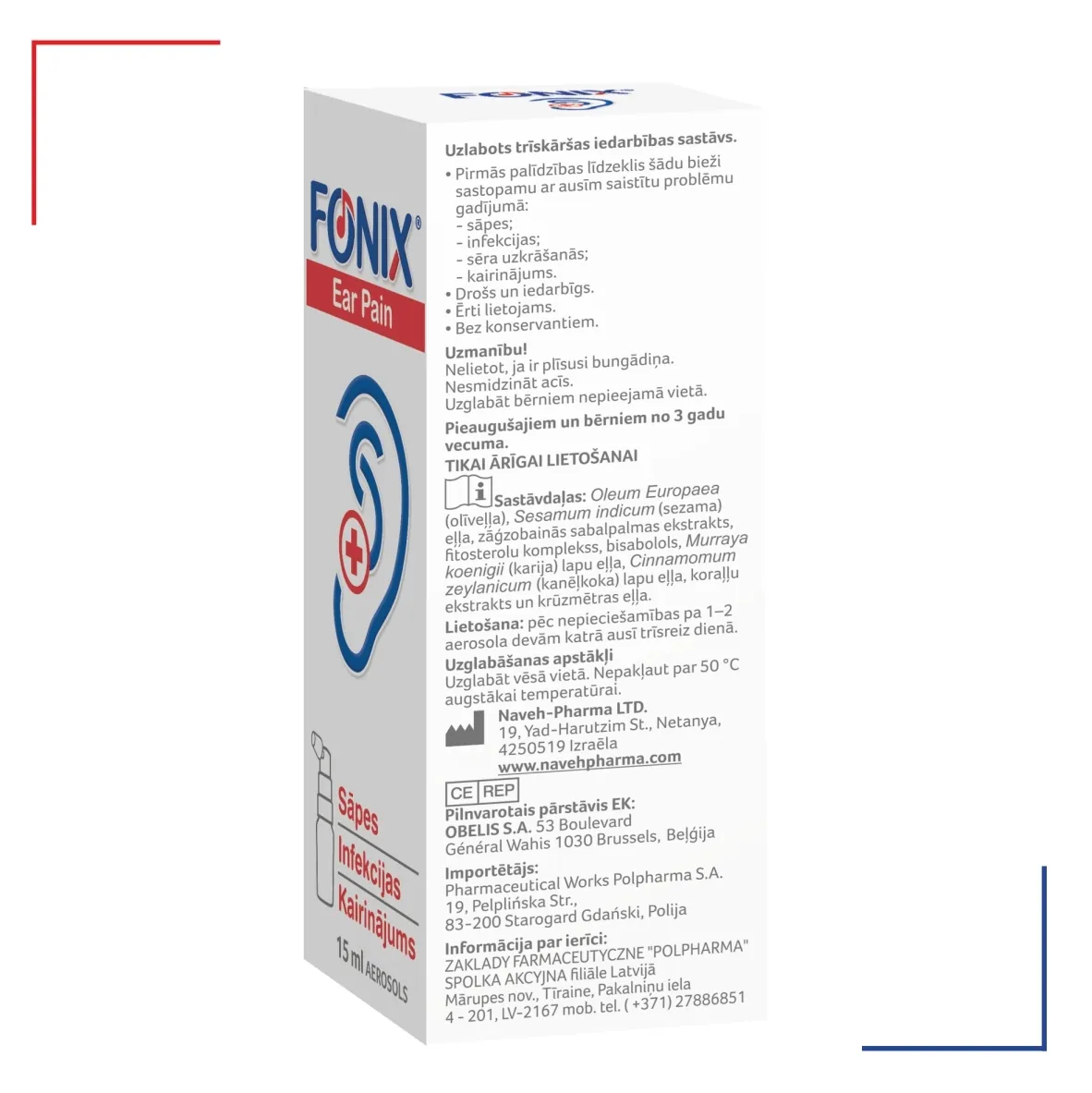 FONIX Ear Pain ausu aerosols 15 ml - Produkta attēls 1