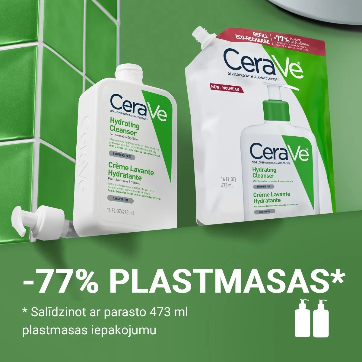 CERAVE mitrinoša emulsija normālas un sausas ādas mazgāšanai (uzp.iep.), 473 ml - Produkta attēls 1