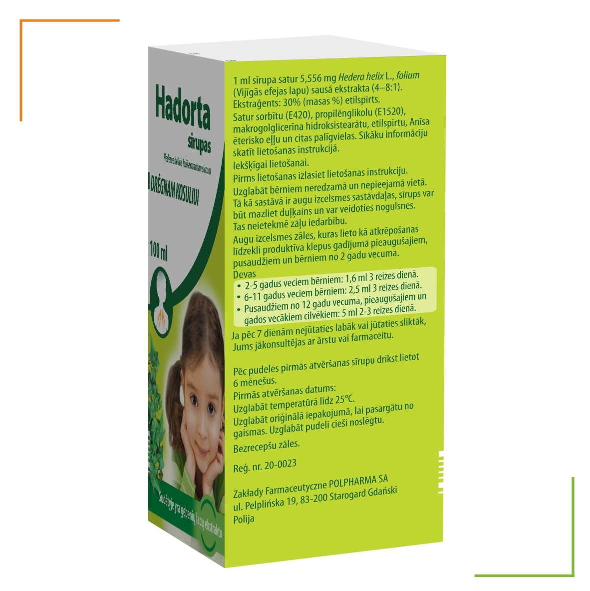 HADORTA SĪRUPS 27,78 MG/5 ML 100ML - Produkta attēls 2