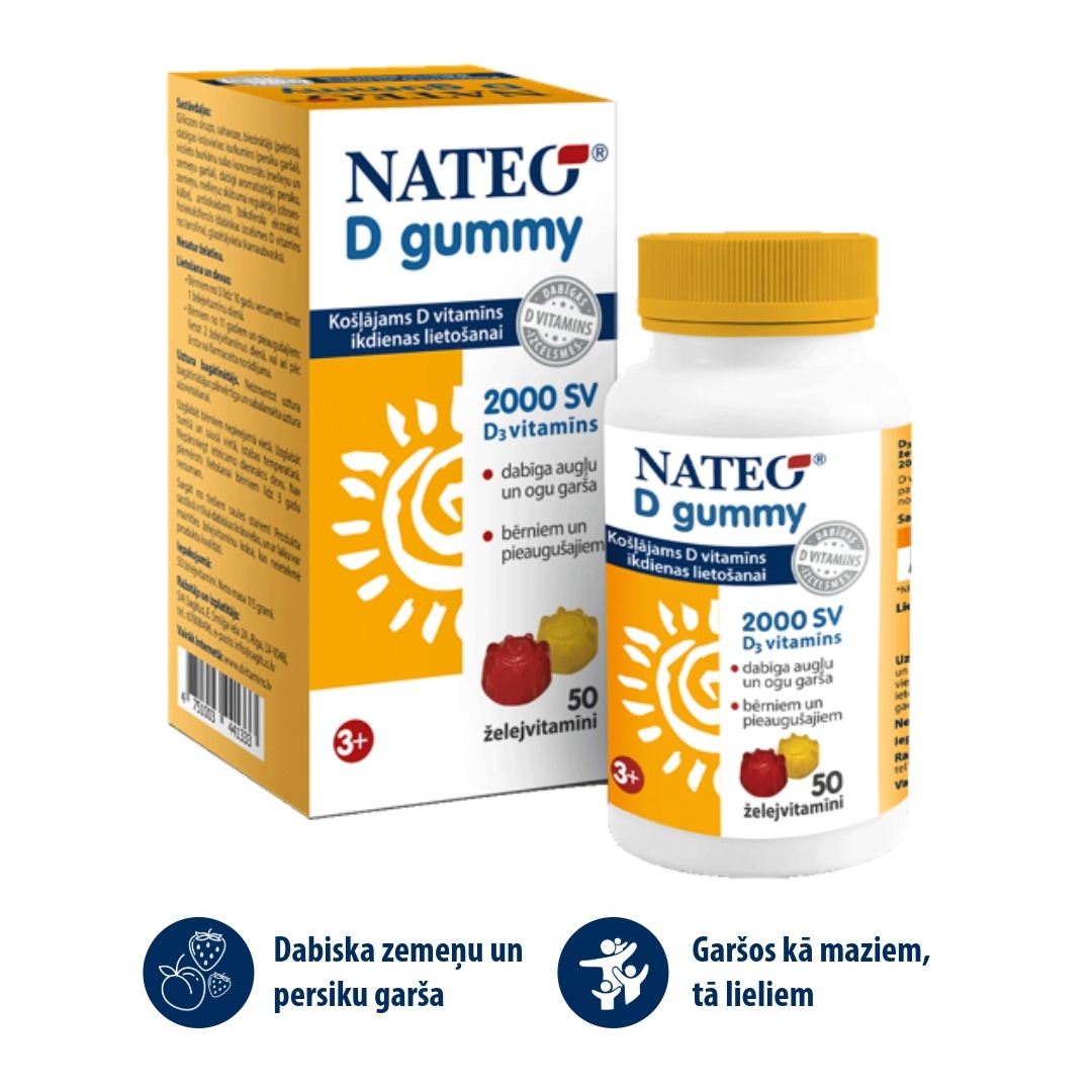 NATEO D Gummy 2000 želejvitamīni, 50 gab. - Produkta attēls 2