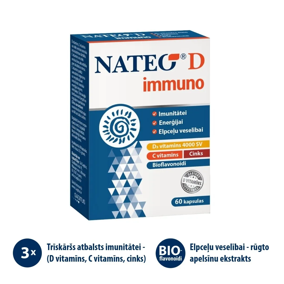 NATEO D3 Immuno 4000 SV kapsulas, 60 gab. - Produkta attēls 2