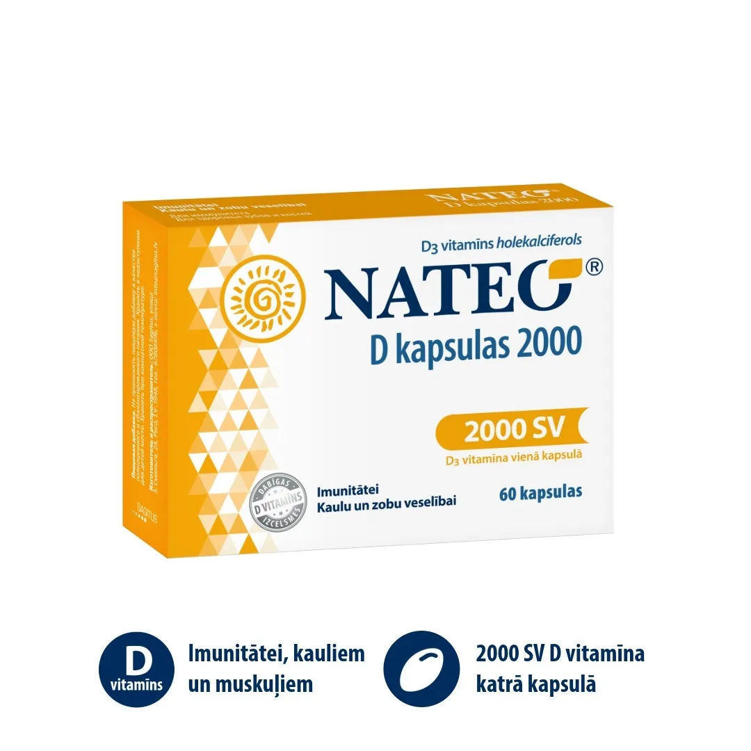 NATEO D 2000 kapsulas, 60 gab. - Produkta attēls 2