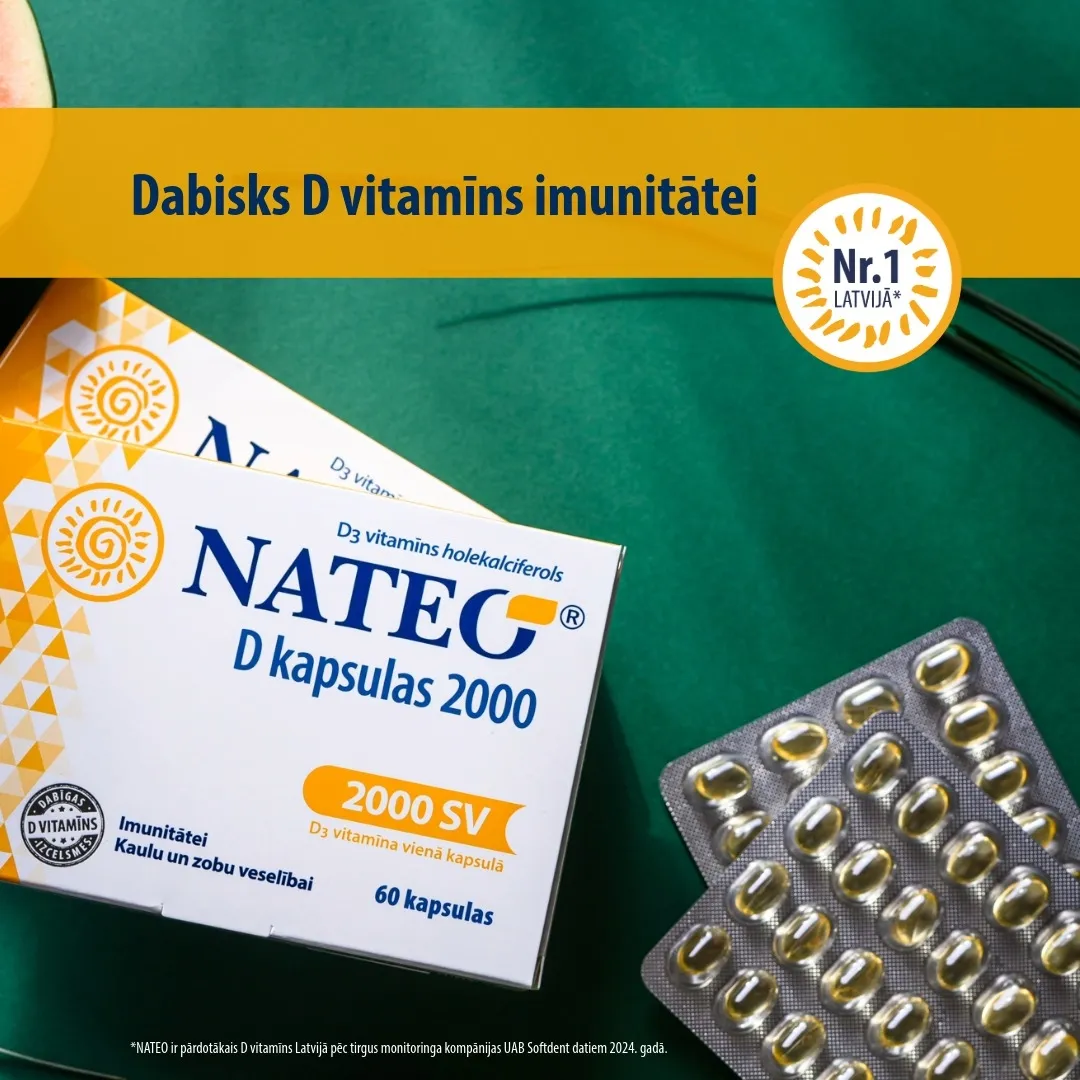 NATEO D 2000 kapsulas, 60 gab. - Produkta attēls 3