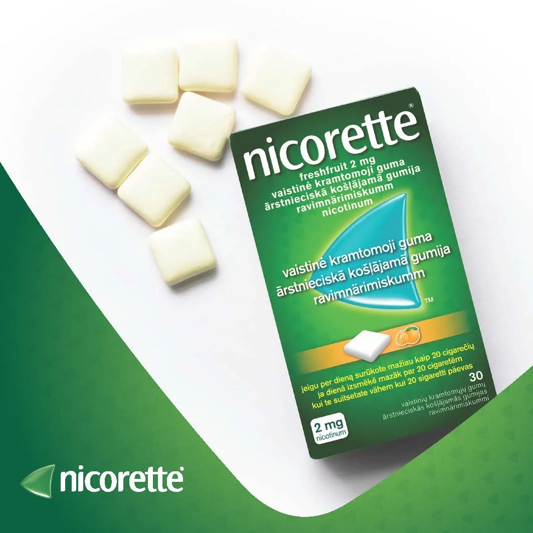 NICORETTE Freshfruit 2 mg košļājamā gumija, 30 gab. - Produkta attēls 2
