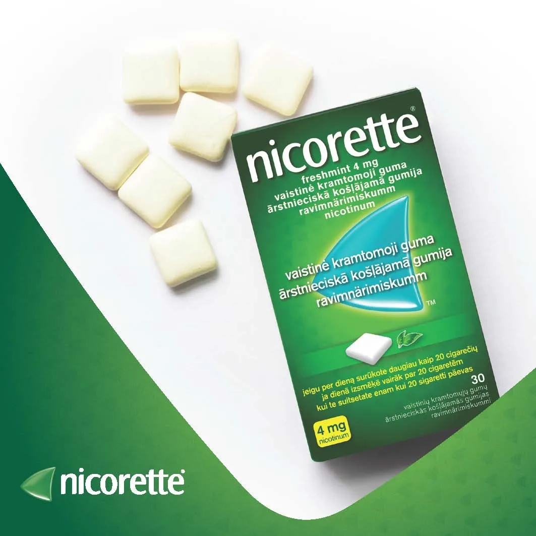 NICORETTE Freshmint 4 mg košļājamā gumija, 30 gab. - Produkta attēls 2