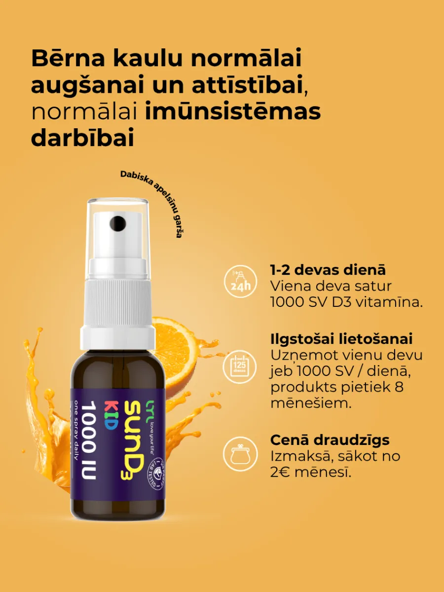LYL sunD3 KID 1000 SV (250 devas), sprejs, 25 ml - Produkta attēls 3