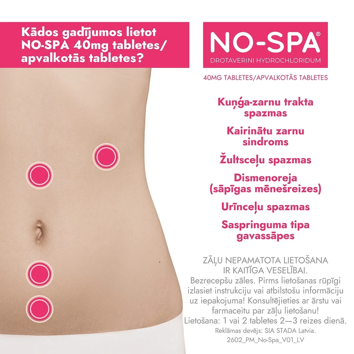 NO-SPA® 40 mg apvalkotās tabletes, 24 gab - Produkta attēls 2