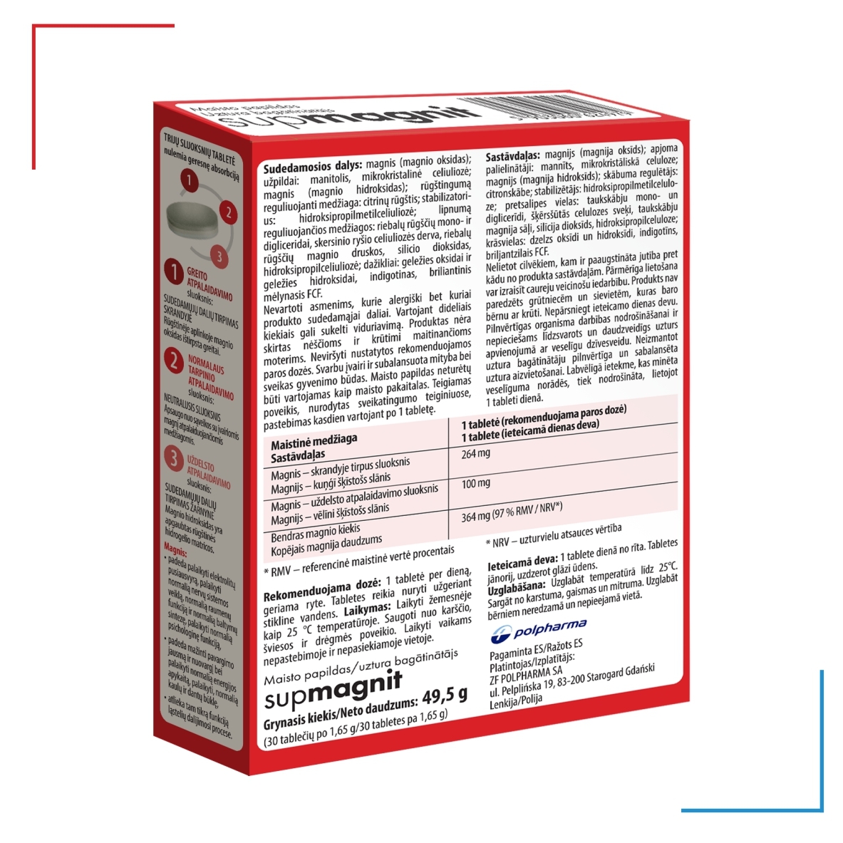 SUPMAGNIT tabletes N30 - Produkta attēls 2