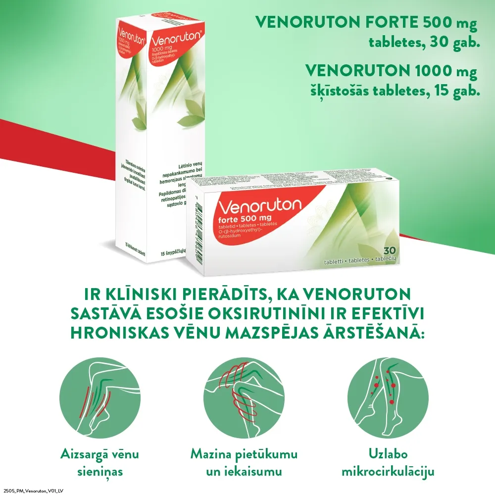 VENORUTON 1000 mg šķīstošās tabletes, 15 gab. - Produkta attēls 2